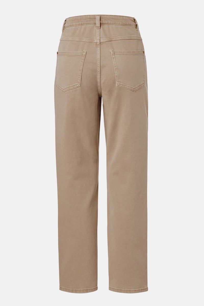 Tchibo Women Regular Fit Stretchable Girlfriend Jeans, Beige - Image 2